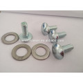 blue white plated carriage bolt, carriage bolt washer, mushroom head carriage bolt